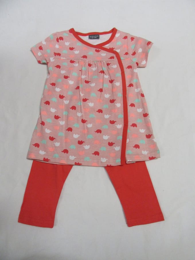 wiplala, kledingset, kleedje+ legging , rose , olifant
