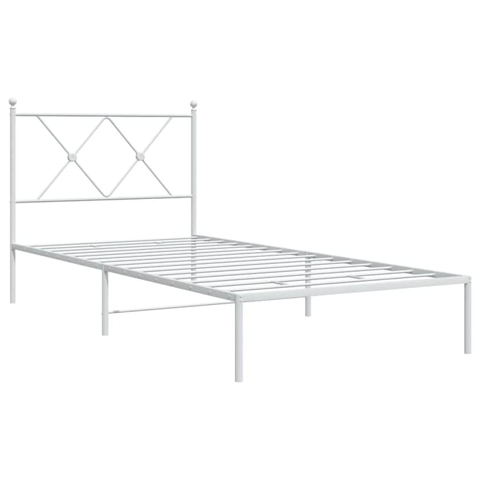 vidaXL - Bedframe - met - hoofdbord - metaal - wit - 90x190 - cm