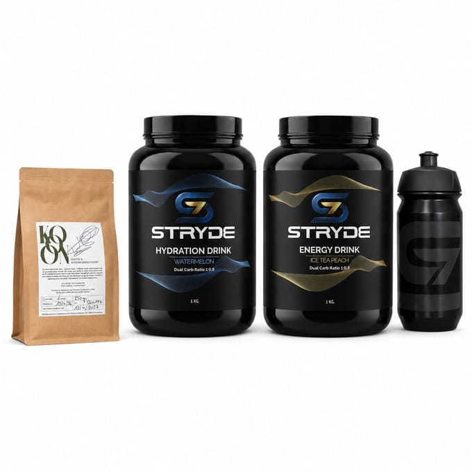 STRYDE Hydration + Energy Sportdrank Bundel met Bidon en KOOON Koffie 250 g
