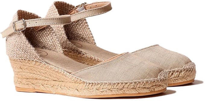 Espadrilles met middelhoge sleehak en striksluiting voor dames | ROMINA
