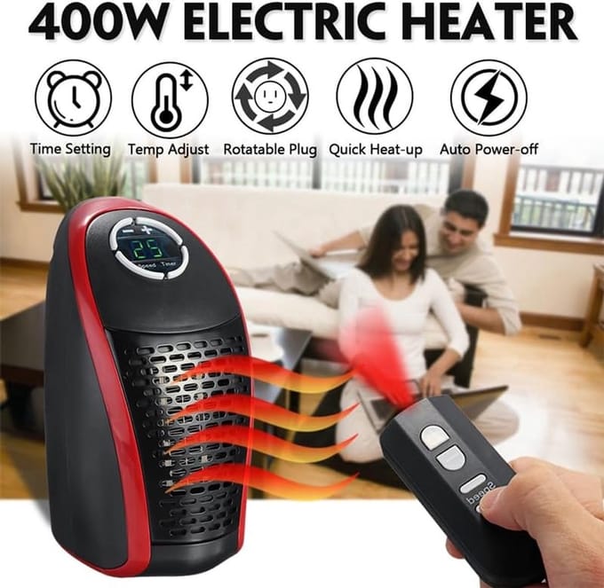 Borvat® Elektrische Plug-in Kachel - 400W - Draagbare Ventilator Verwarming - Ruimtebesparend Design