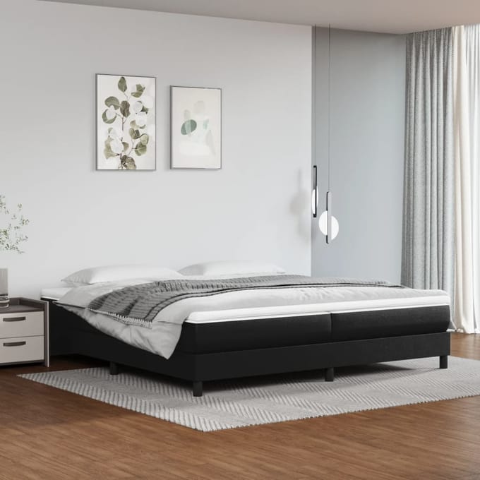 vidaXL - Boxspring - bed - kunstleer - zwart - 200x200 - cm