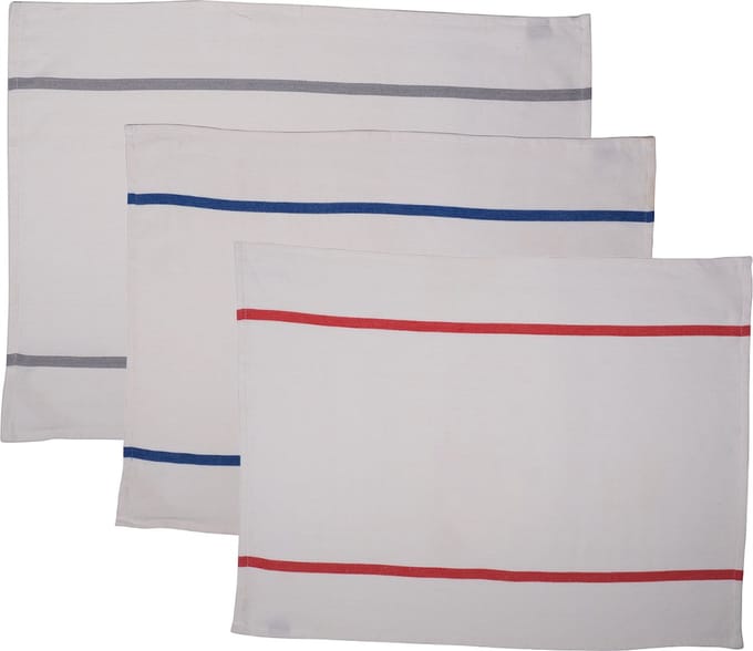 Herringbone Stripe Keukenhanddoek blauw+grijs+rood 50x70cm (set of 3)