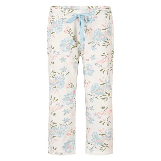By Louise Dames Capri Pyjama Set Driekwart Blauw/Wit Gebloemd - Maat S