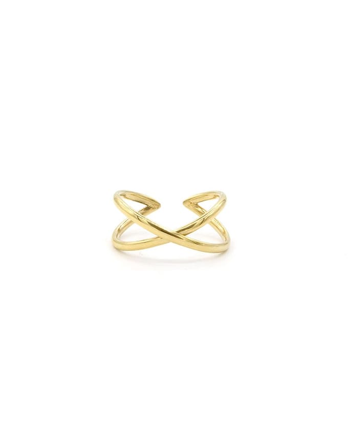 Mint15 Verstelbare ring dubbel X-vorm - Goudkleur RVS/Stainless Steel