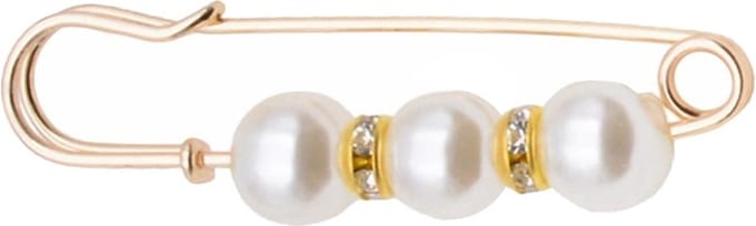 Fako Bijoux® - Sierspeld - Sjaalspeld - Vestsluiting - Vestspeld - Parels & Strass - 65mm - Parelmoer Wit