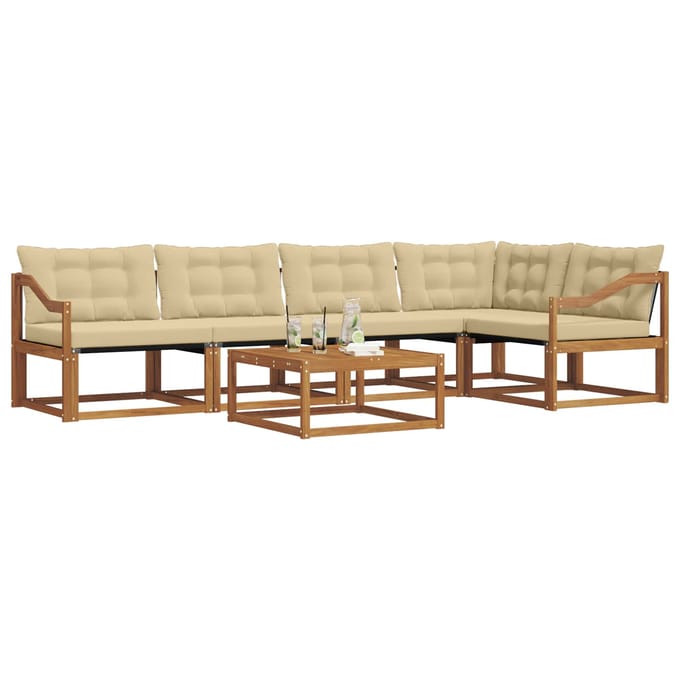 vidaXL - Buiten - bank - set - 6 - st - Natuurlijk - en - Beige