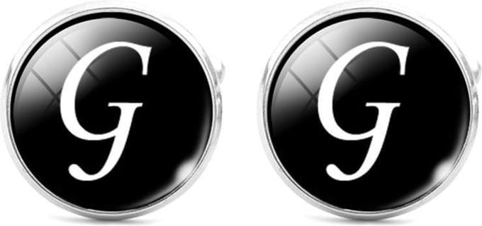 Montebello Manchetknopen Letter G - 316L Staal - Glas - ∅16mm