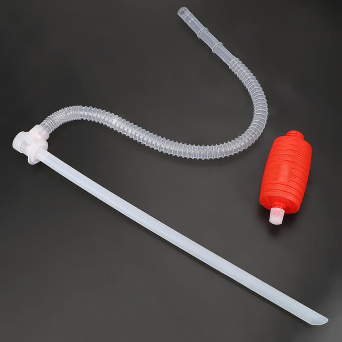 Handmatige sifonpomp voor vloeistof-/brandstofoverdracht Grote knijpsifon 10 liter per minuut Mondvrij rood