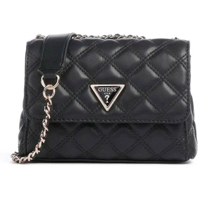 Guess Giully ii Mini Convertible Flap Vrouw Zwart gewatteerde met ketting schouder