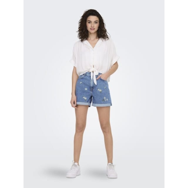 Only witte dames blouse   Revers kraag   Regular fit   Structuur patroon   Knoopsluiting   Duurzaam   Korte mouw Wit M