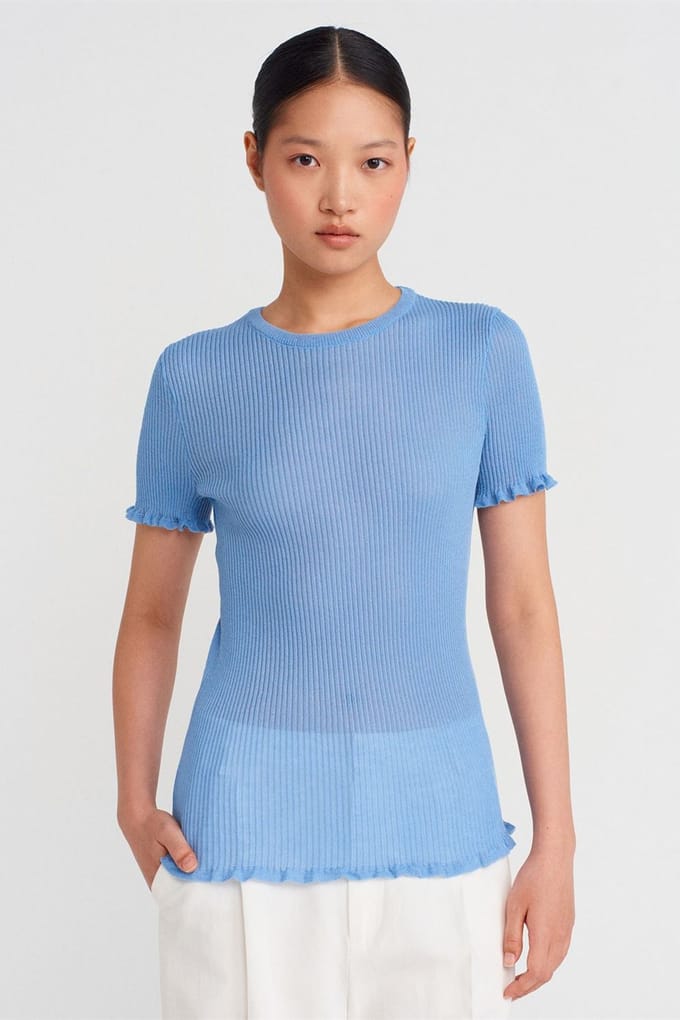 Slim Fit Gestreepte Rimpelblouse