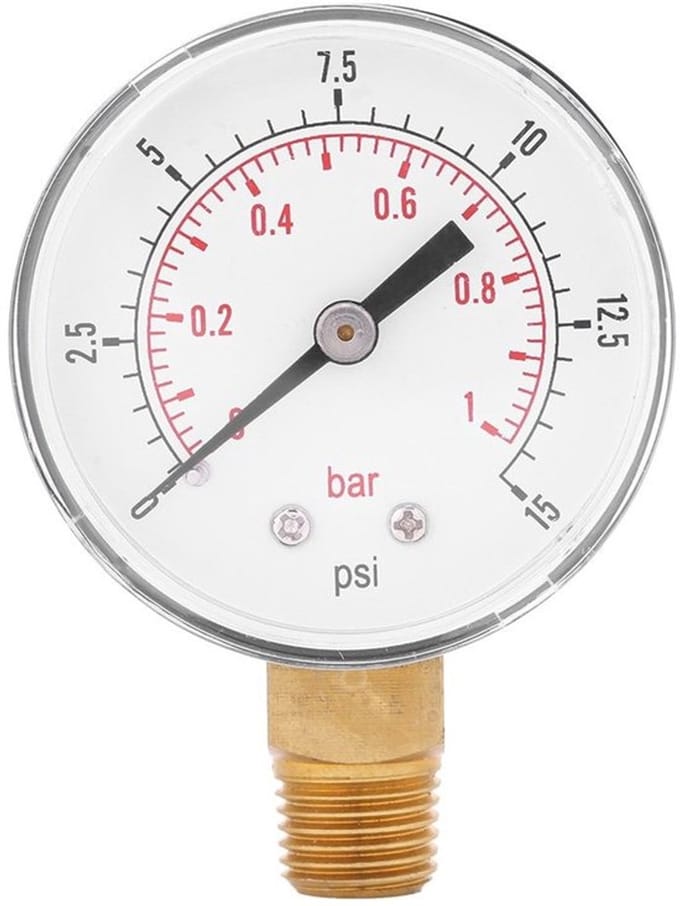 Allecto - Manometer - Dubbele schaal - Mini-formaat - 0-15psi