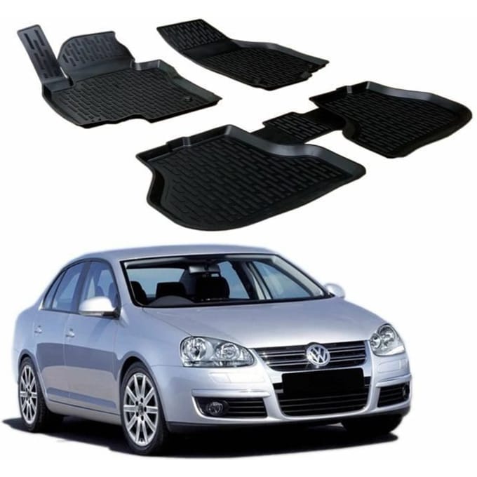 Tapis de sol 3D - SCOUTT - JETTA 2005-2011 - Caoutchouc TPE - Résistant à l'eau - Design sur mesure noir