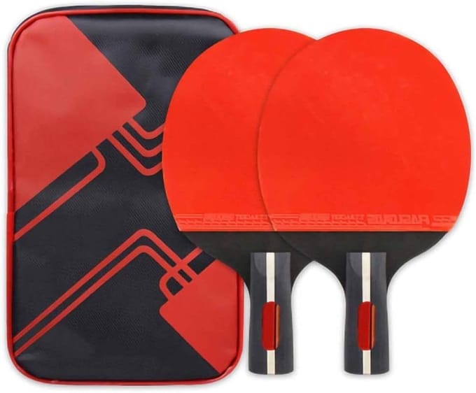 Tafeltennisbatje set - Pingpong rackets - Competitie training - Hoog elastisch rubber - Set van 2 - Rood Zwart