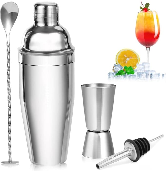 Professionele Cocktailshakerset 750 ml - Compleet met Maatbeker, Barlepel en Schenktuit voor Perfecte Dranken