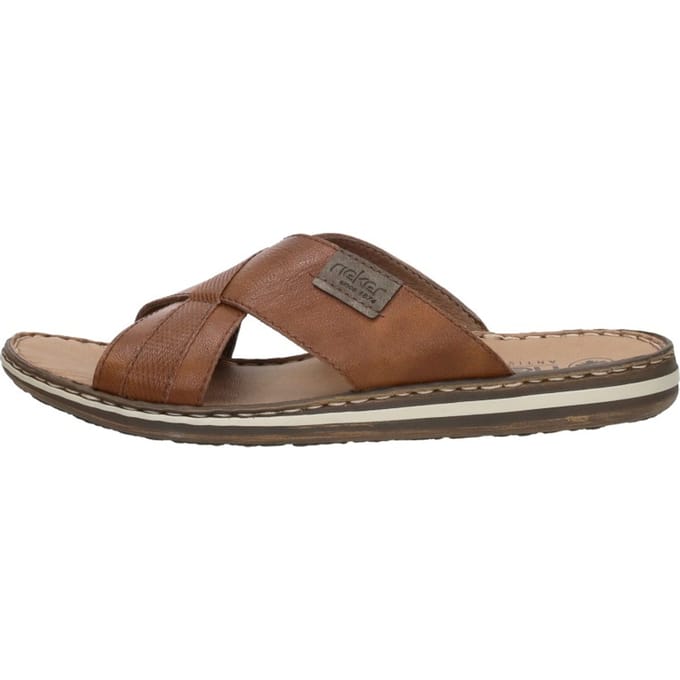 Rieker Slippers bruin Leer - Maat 41