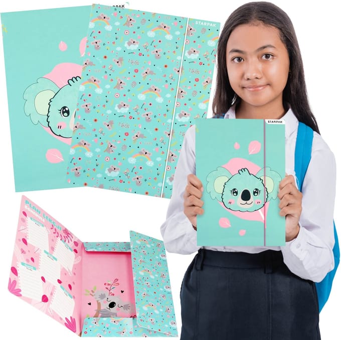 KOALA Gelamineerde A4 Elastomap schoolmap met gum lesplan, vermenigvuldigingstabel STARPAK