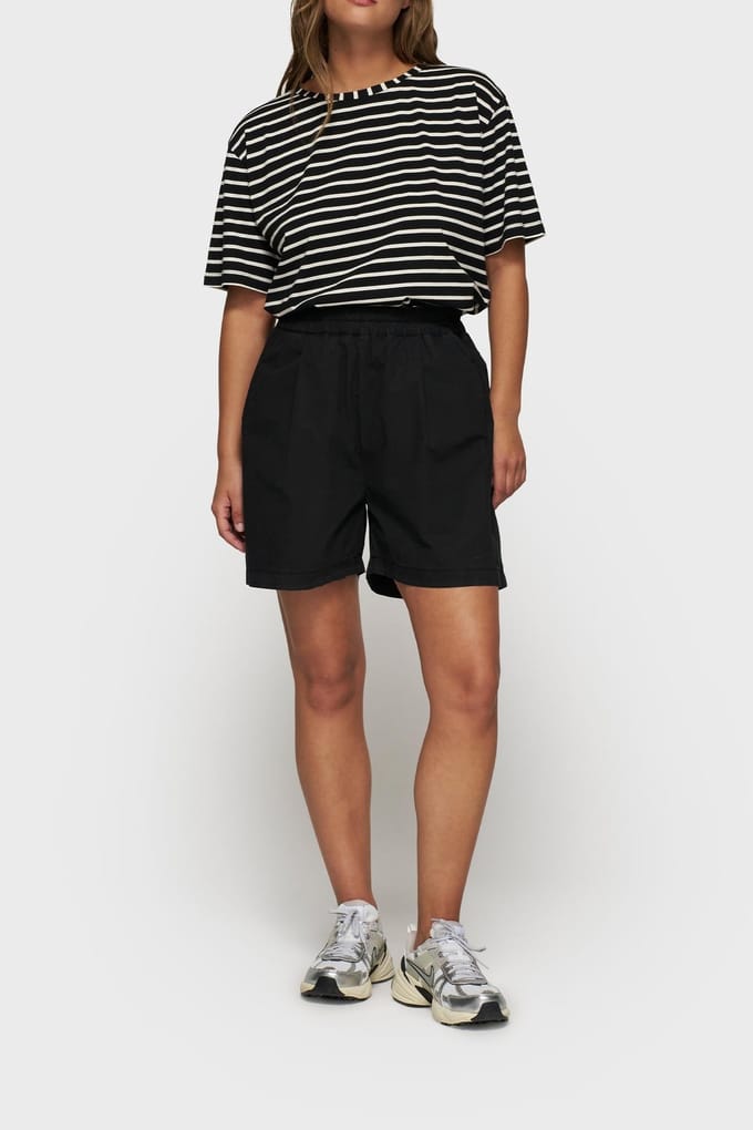 10DAYS The Tee Stripes Black/white Größe: XXS | Kurze Sporthosen Outlet | Damen | Schwarz