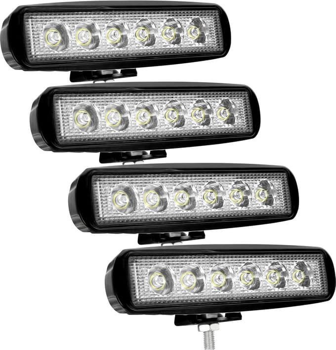 Set van 4 LED Werklampen 18W IP67 Waterdicht voor Auto, Vrachtwagen en Tractor