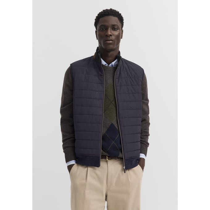 Bugatti Herren Vest: gewatteerd vest van katoenmix