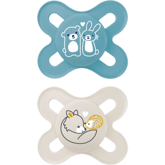 MAM Start Blue & White Animal Design 0–2M Fopspeen – 2 stuks