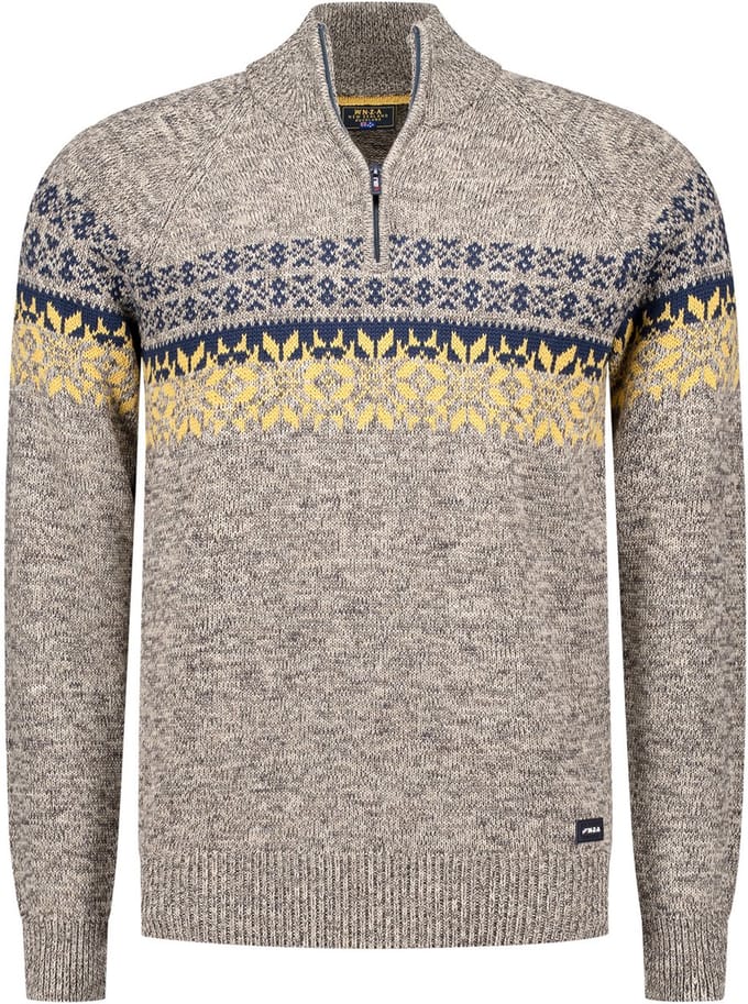 NZA - Ecru katoenen half zip trui