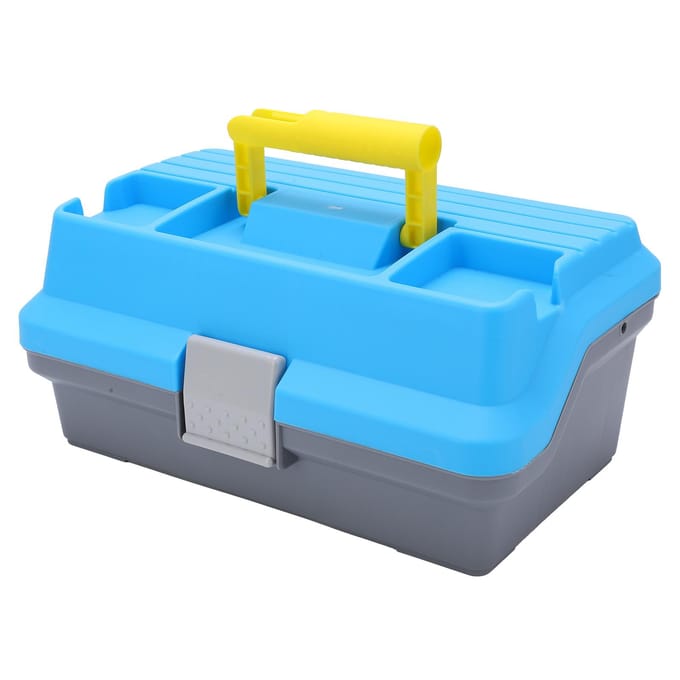 Boîte de rangement portable en ABS à trois couches pour matériel de pêche avec poignée ergonomique blue