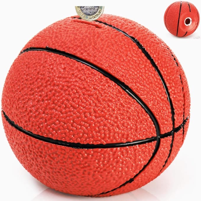 Basketbal Spaarpot-Kinder Spaarpot met Bal Design-Plastic Breukbestendige Geldbox-Cadeau voor Kinderen-Klein Formaat