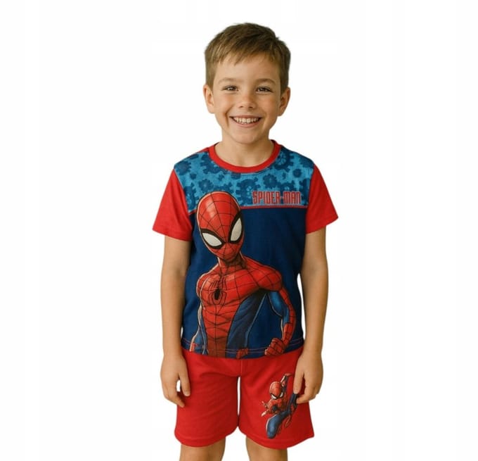 Marvel Spiderman shortama / pyjama - Katoen - rood - maat 128 cm / 8 jaar