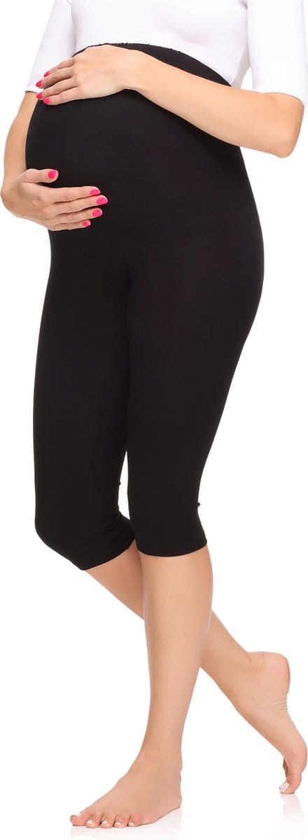 Merry Style Dames Leggings - Zwangerschapskleding - Capri - Viscose - MS-MS10-298-LE - Zwart - S