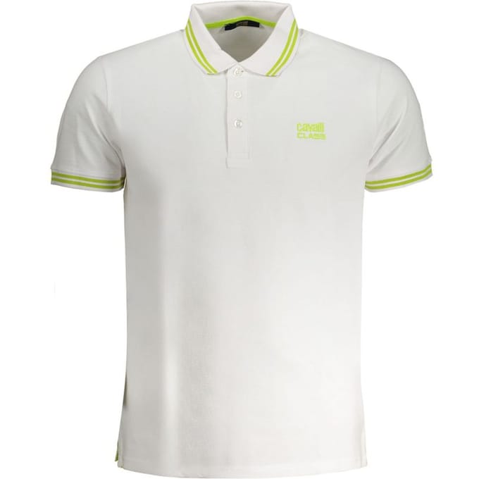Cavalli Class Witte Katoenen Polo Heren T-Shirt