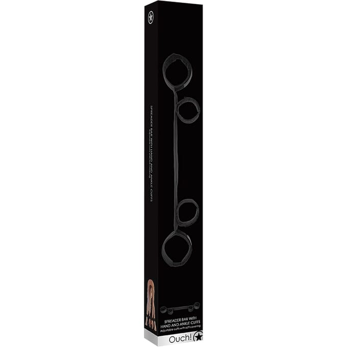 Spreader Bar with Hand and Ankle Cuffs - Zwart