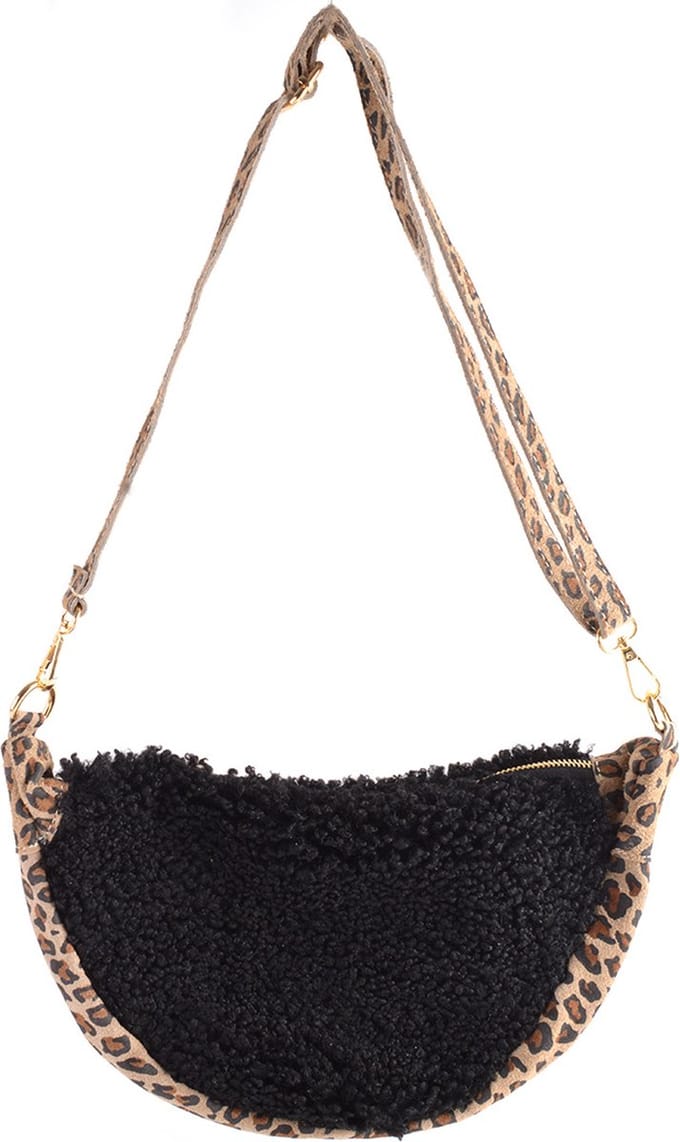 Giuliano heuptas Maddie - Panter - Suède - Zwart - Dames - Made in Italy