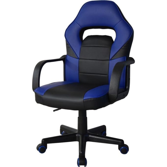 Gamestoel Thomas junior - bureaustoel gaming stijl - hoogte verstelbaar - zwart blauw