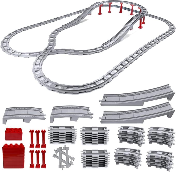 Treinrails Speelgoed - Bouwstenen Spoor - Creatief Spelen - Compatibel met Merken - 67 Delen Set