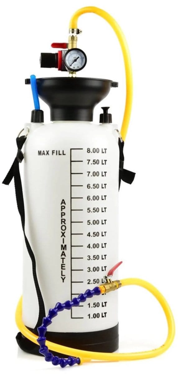 GEKO Pneumatische oliedispenser - 8 liter - Flexibele slang - Drukmeter - Voor moeilijk bereikbare plekken