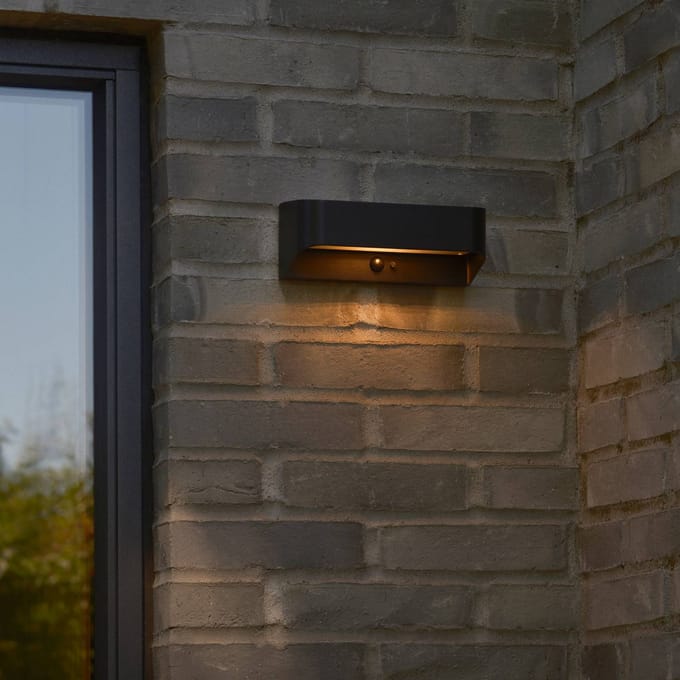 Nordlux LED buiten wandlamp Marcellio, zwart, sensor, IP54