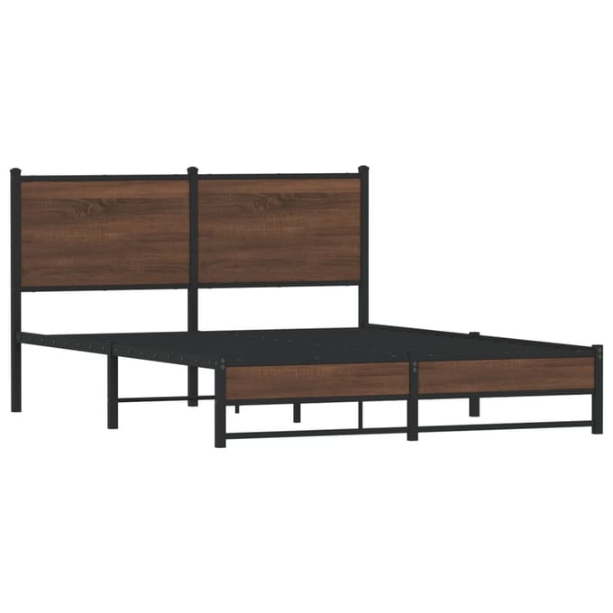 vidaXL - Bedframe - zonder - matras - metaal - bruin - eikenkleurig - 150x200 - cm