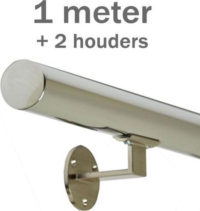 IVOL RVS Gepolijst Trapleuning 100 cm met 2 houders