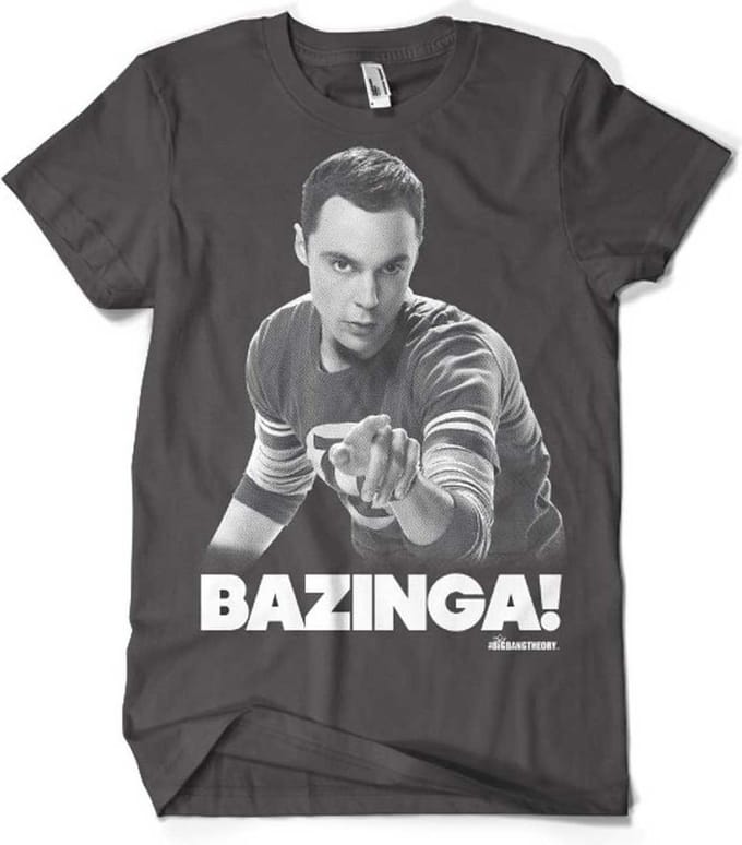 The Big Bang Theory Heren Tshirt -M- Sheldon Says BAZINGA! Grijs