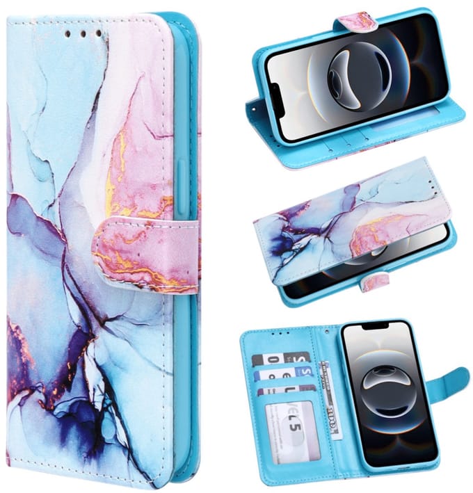 Cityhoesje â“ Bookcase â“ iPhone 17 Pro Max â“ Marmer Roze Blauw