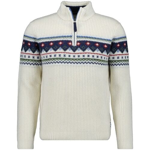 Ragman Trui Stand Up Zip Collar Norwegian Style Pattern Ecru / male