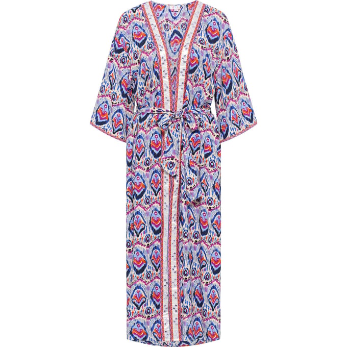 IZIA Kimono Dames Blauw Veelkleurig