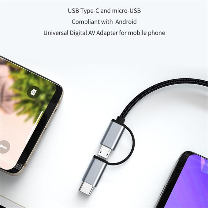 LD39 Micro USB 3.0 Type C naar HDMI-kabel HD 1080P Telefoon naar HDMI-compatibel Android-apparaat naar tv-projectordisplay voor Android-telefoon Tablet naar tv gray