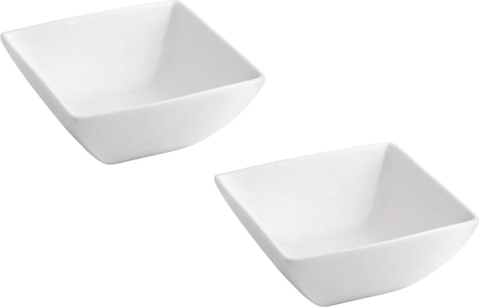 BonBistro Saladeschaal Squito - Serveerschaal, Salad Bowl - Porselein Wit - Vaatwasserbestendig En Ovenbestendig - 23 x 23 cm, 2 Stuks