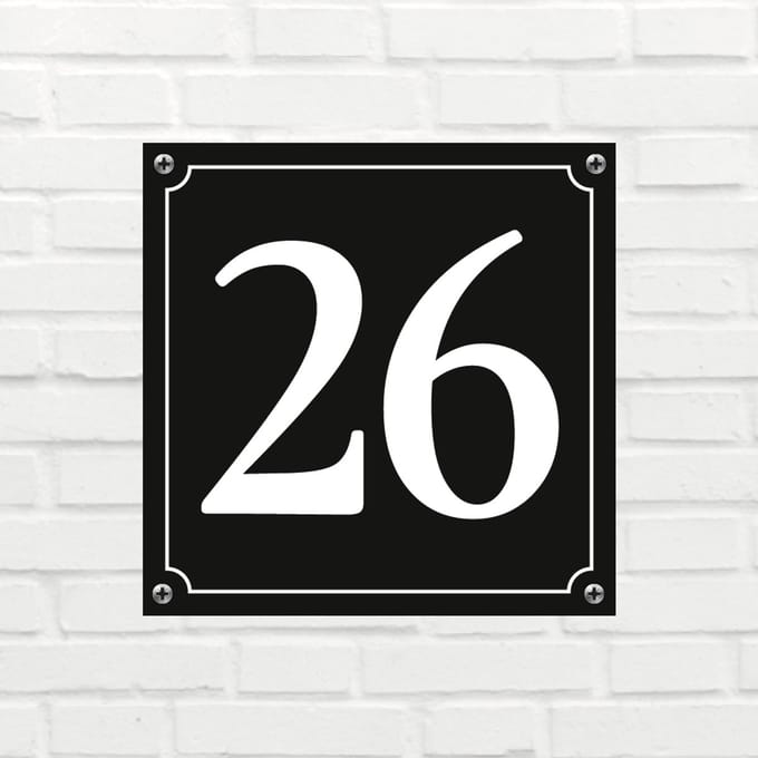 Huisnummerbord Mat zwart Deluxe - Nummer 26 - incl. bevestiging