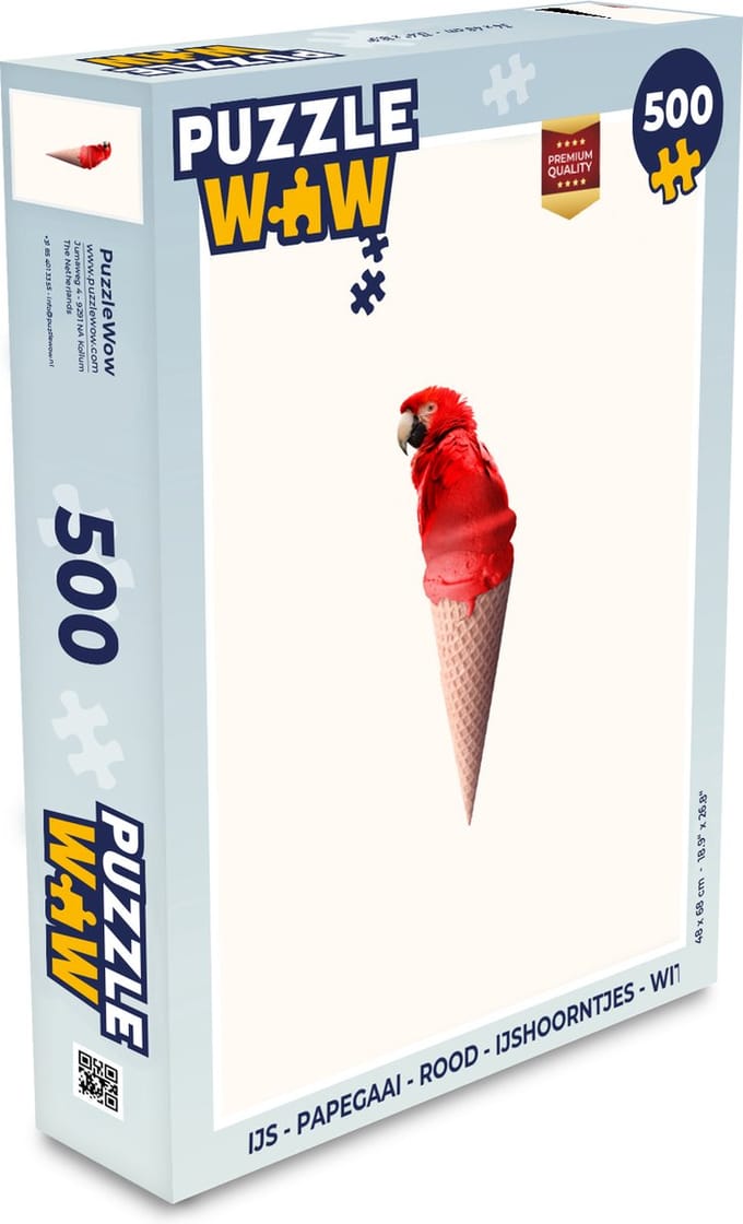 Puzzel IJs - Papegaai - Rood - IJshoorntjes - Wit - Legpuzzel - Puzzel 500 stukjes