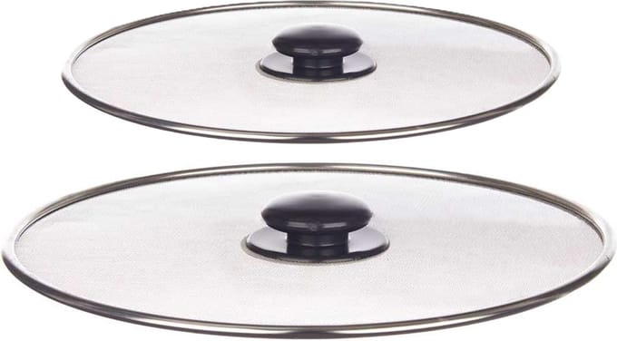 Kinvara Afgietdeksel/pannendeksel set - 2x stuks - dia 29/25 cm - metaal - vergiet