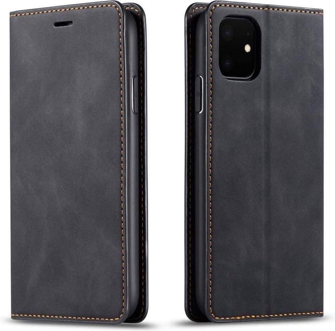 Geschikt voor Apple iPhone 12 Mini Bookcase | Zwart | Pasjeshouder | Portemonnee hoesje